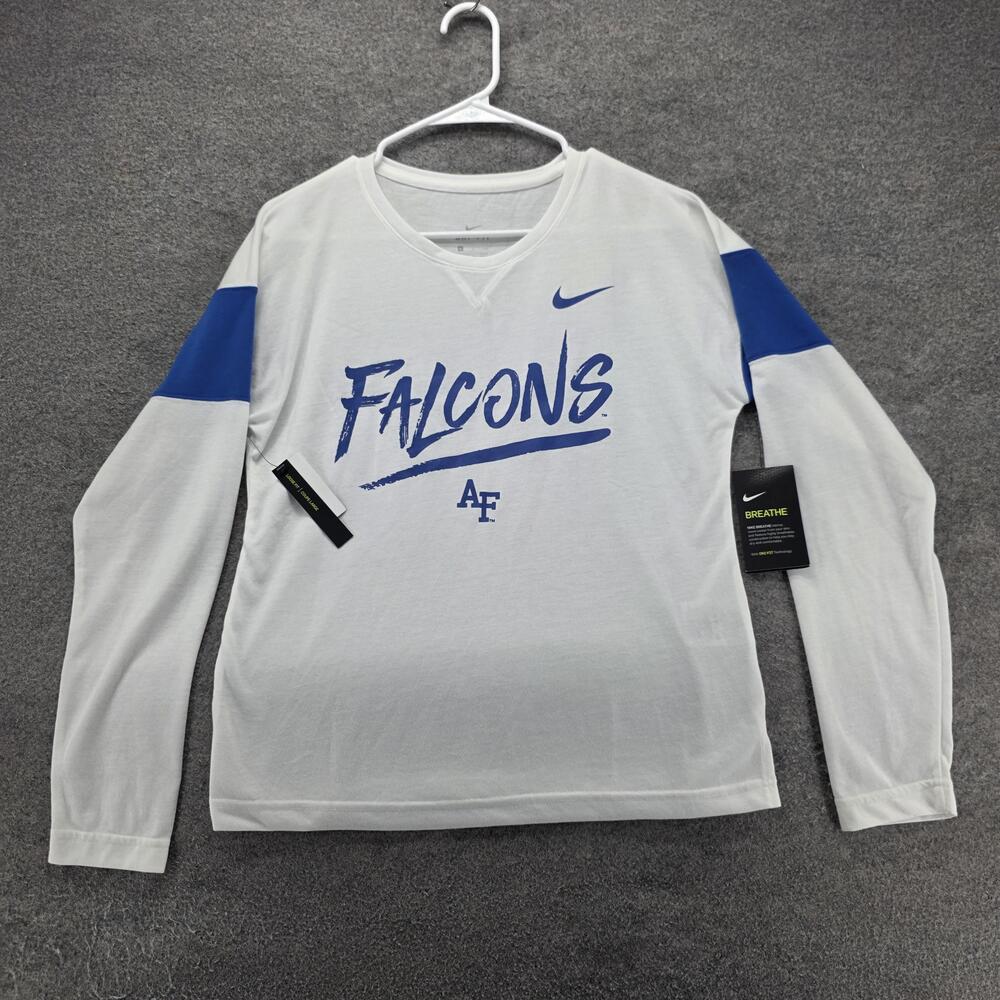 Nike Shirt Womens S White Crew Neck Long Sleeve Dri-FIT Loose Fit AR8004-100